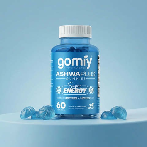 Gomiy AshwaPlus: L-Carnitine, Ginseng & Kafein | Süper Enerji Gummy